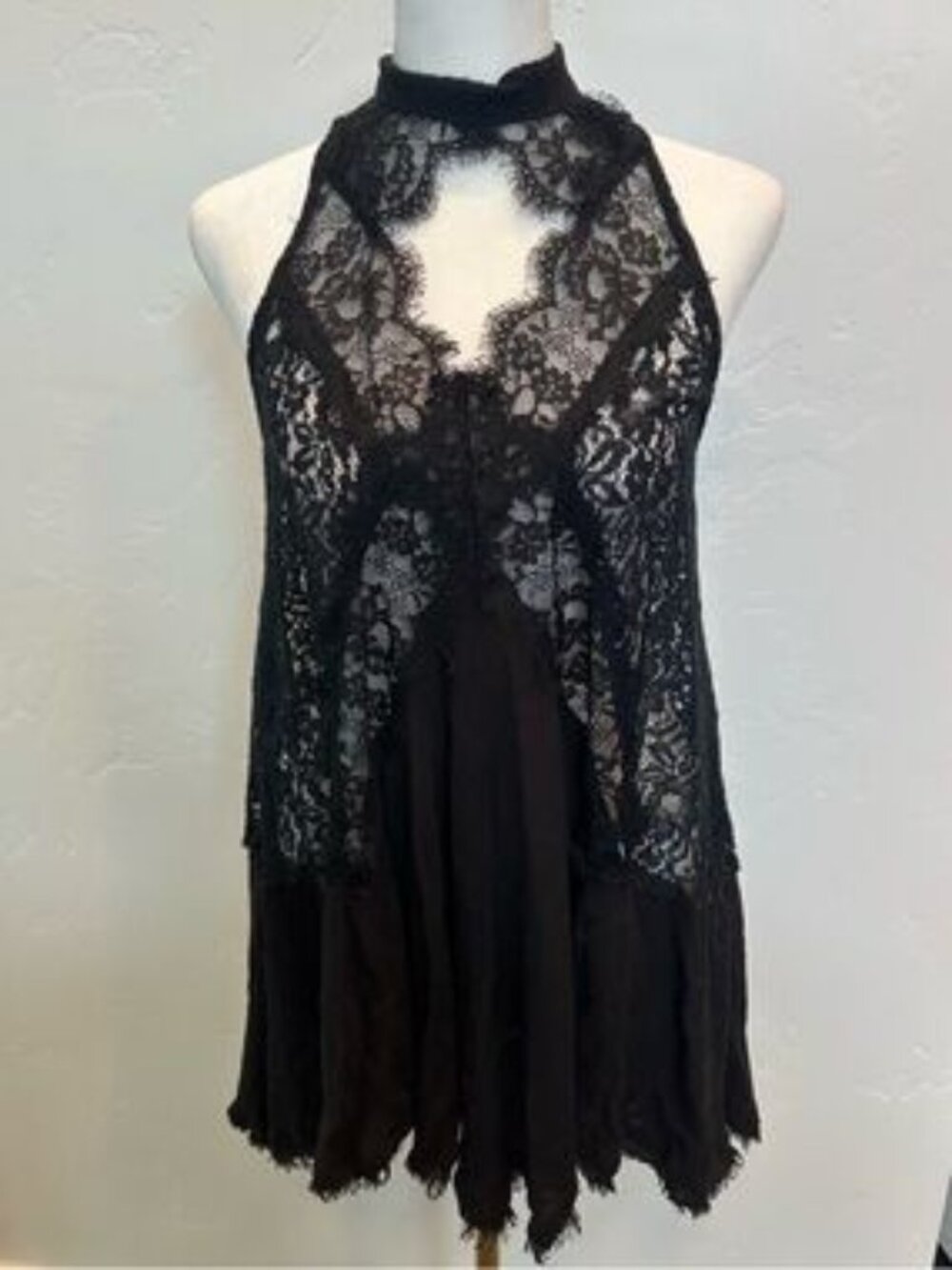 Black Lace Halter Top